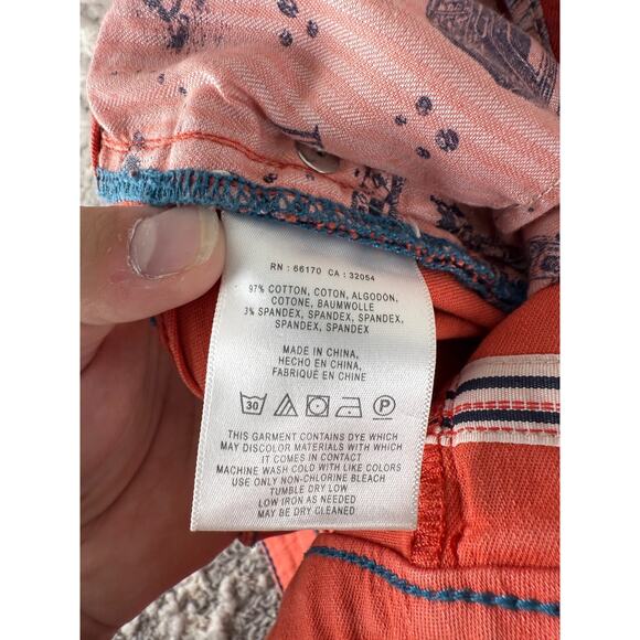 Pilcro Size 27 Stet Ankle Stretch Casual Jeans Orange Pink Pants Button Zip - Picture 12 of 13